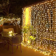 300 LED Remote Control Christmas Curtain Lights, Plug in Fairy Curtain