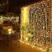 300 LED Remote Control Christmas Curtain Lights, Plug in Fairy Curtain