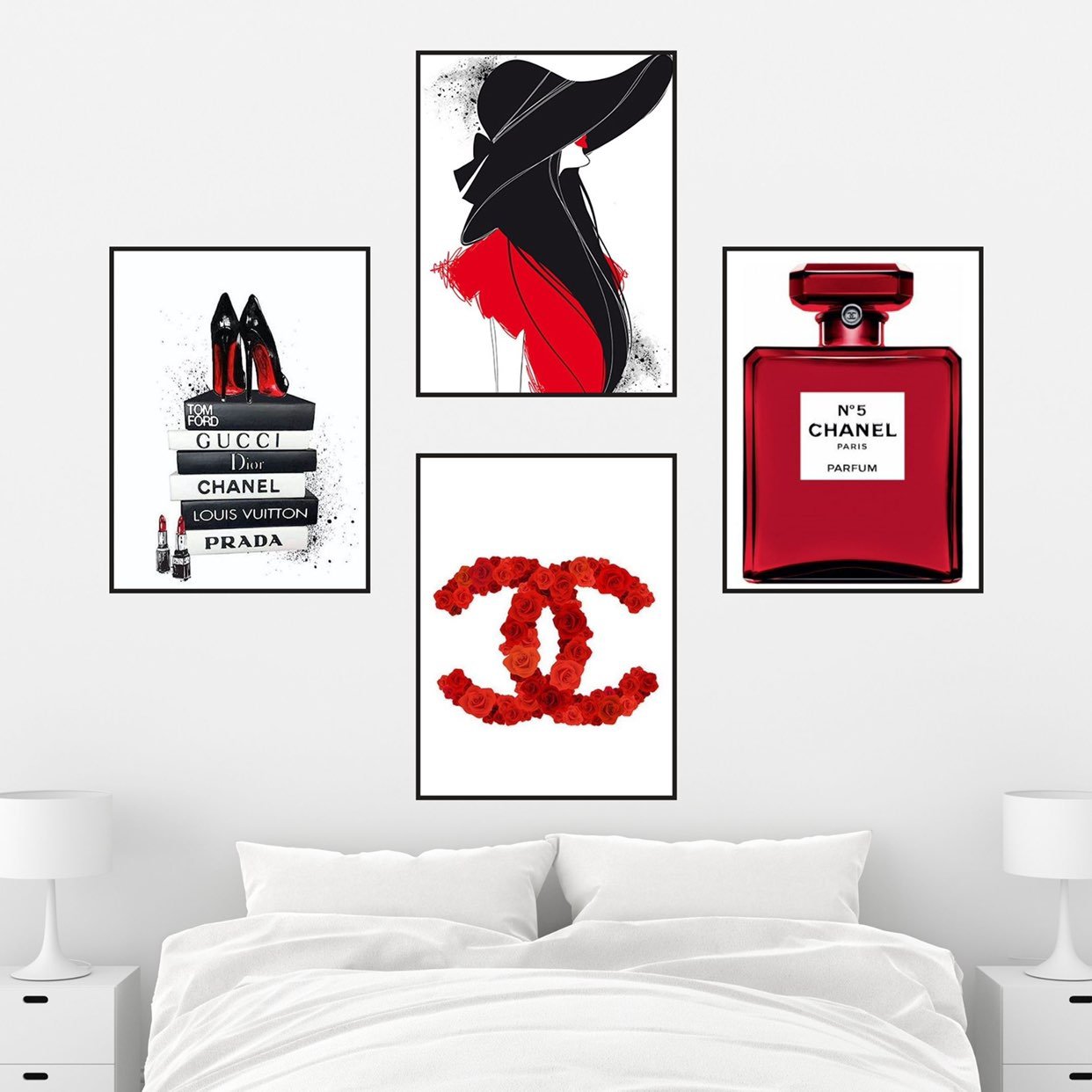 Set of 4 Wall Art Fashion Classy 11x14