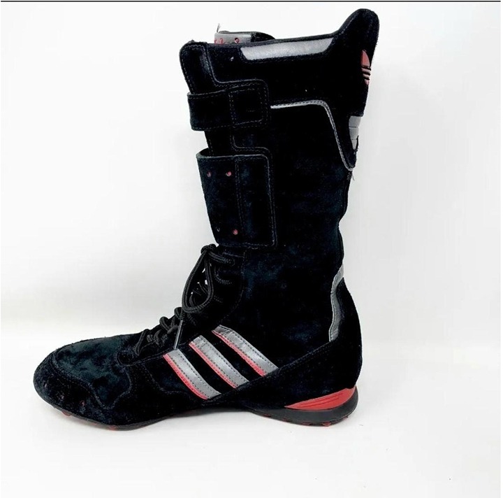 Vintage Y2K ADIDAS Unisex Black Suede Leather Boxing Wrestling Lace up Boots 6
