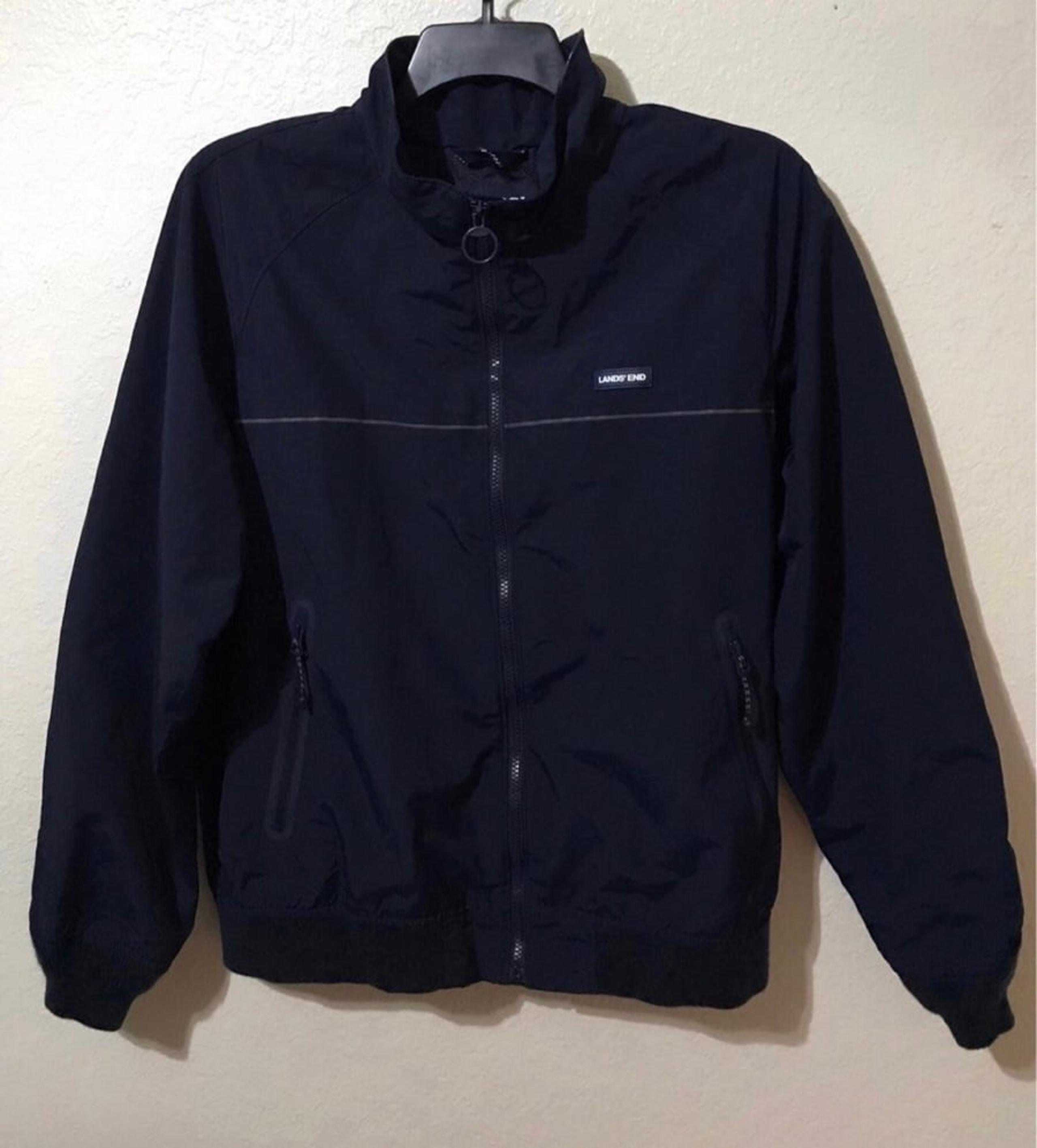 Lands End zip up winter jacket rain men size Large