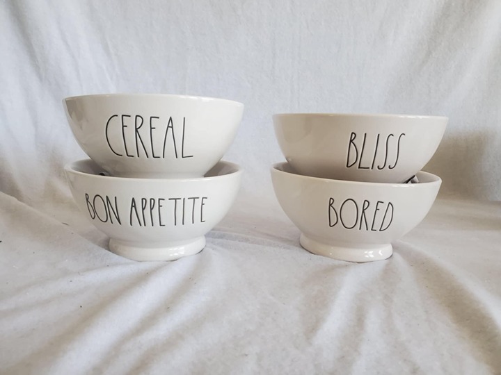 Rae Dunn BON APPETIT, CEREAL, BLISS, BORED bowls NWT
