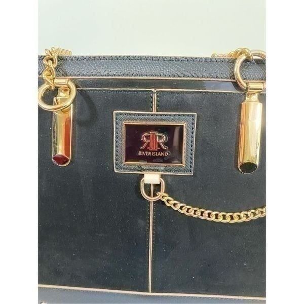 River Island Black Chain Front Winged Handbag Shoulder Bags