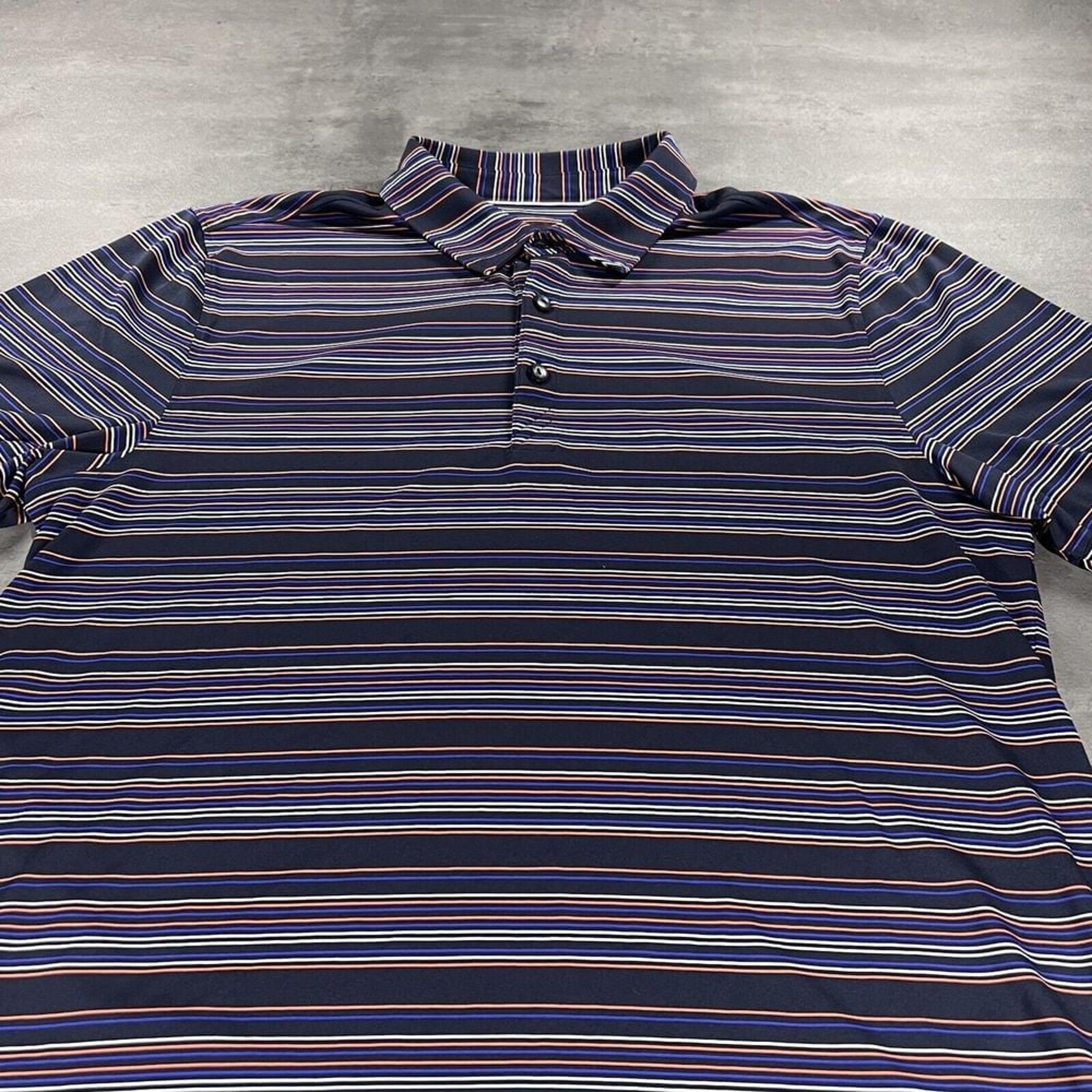 Cutter & Buck Florida Gators Polo Shirt Men M Black Blue Orange Stripe NCAA SEC
