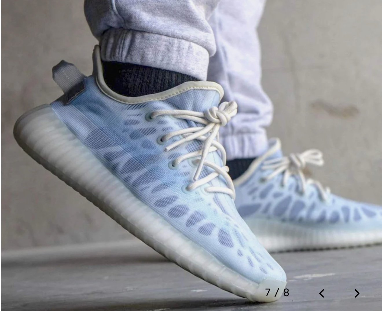 Adidas Yeezy Boost 350 V2 Mono Ice Blue Canvas Shoes Mens 8