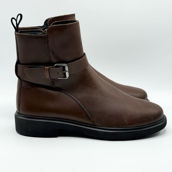 Ecco Metropole Amsterdam Leather Waterproof Cognac Brown Booties - Women’s EU 39