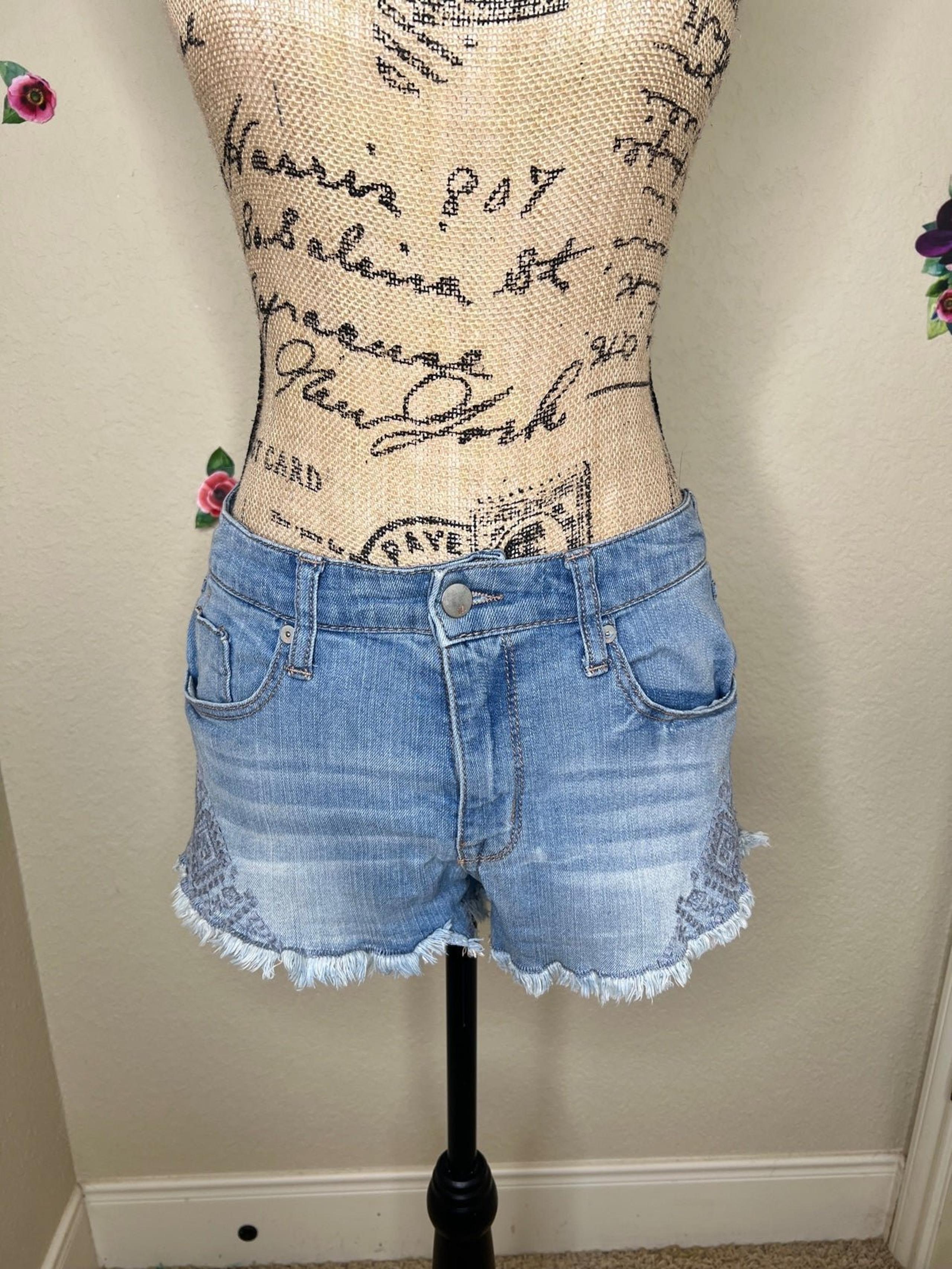 Mossimo High Rise Denim Embroidered Shorts