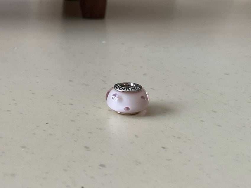 Pink Lavender Dots & Sterling Silver Pandora Bead