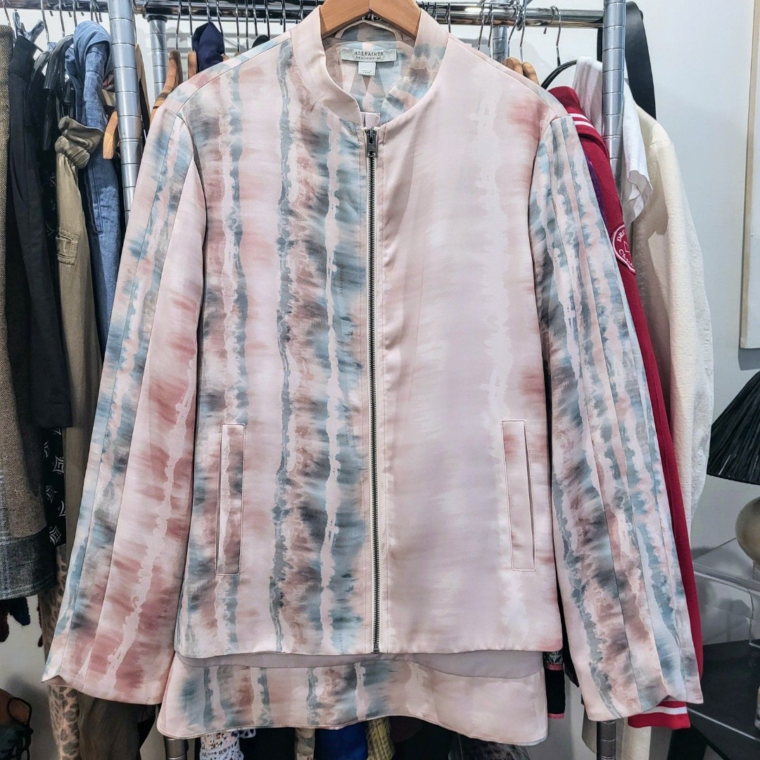 All Saints Tie Dye Satin Zip Jacket Large US 10 UK 14 Allsaints