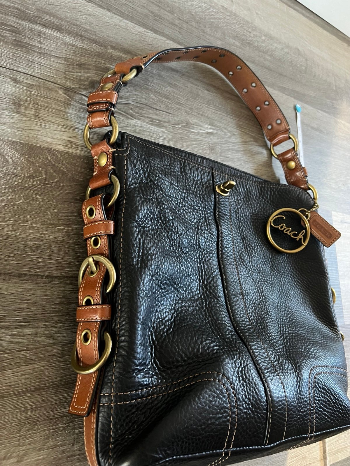 RARE Coach Chelsea BLK Pebbled Leather Shoulder Satchel Hobo Purse Handbag 10959