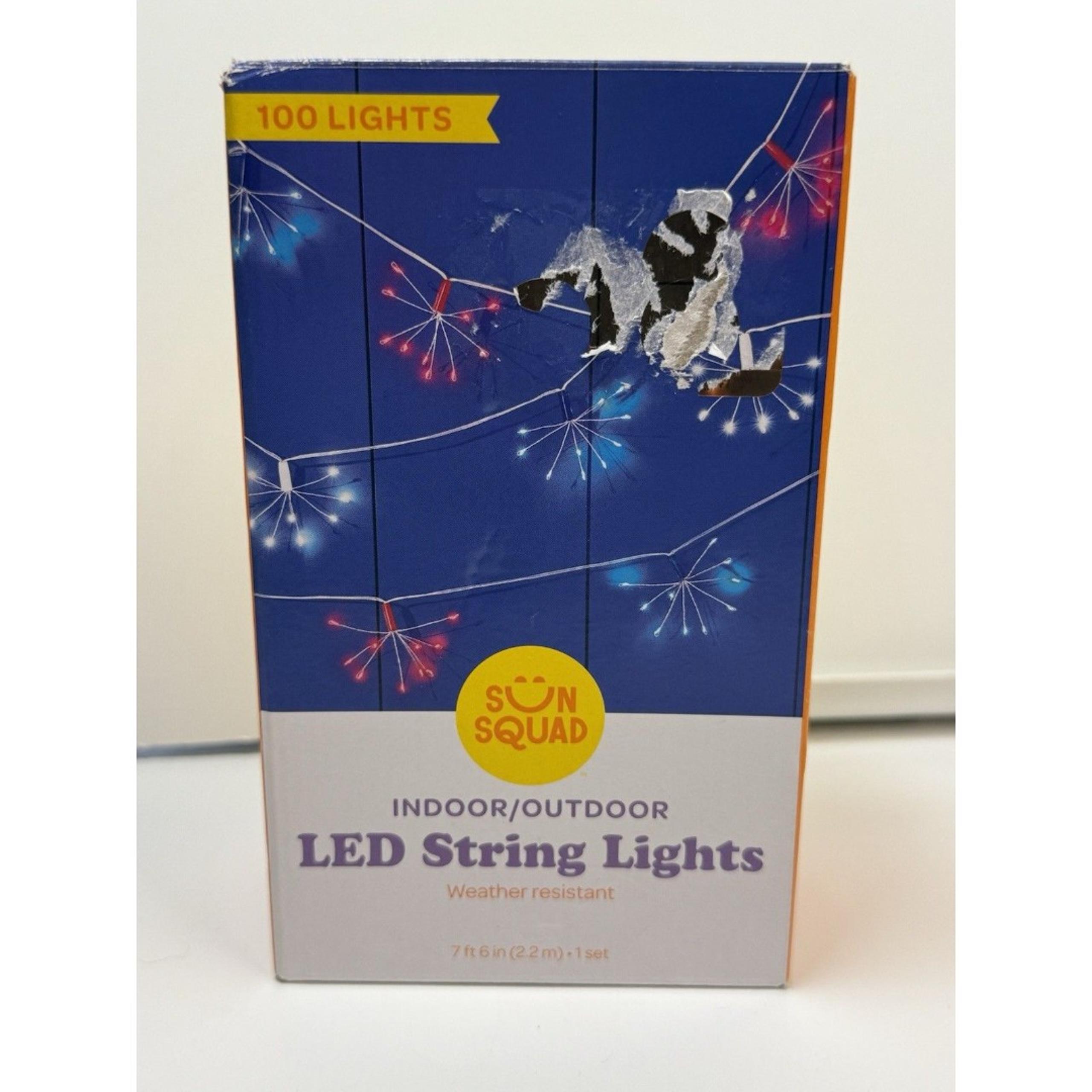 Sun Squad Indoor/Outdoor Red White & Blue 4th Of July LED String Lights New