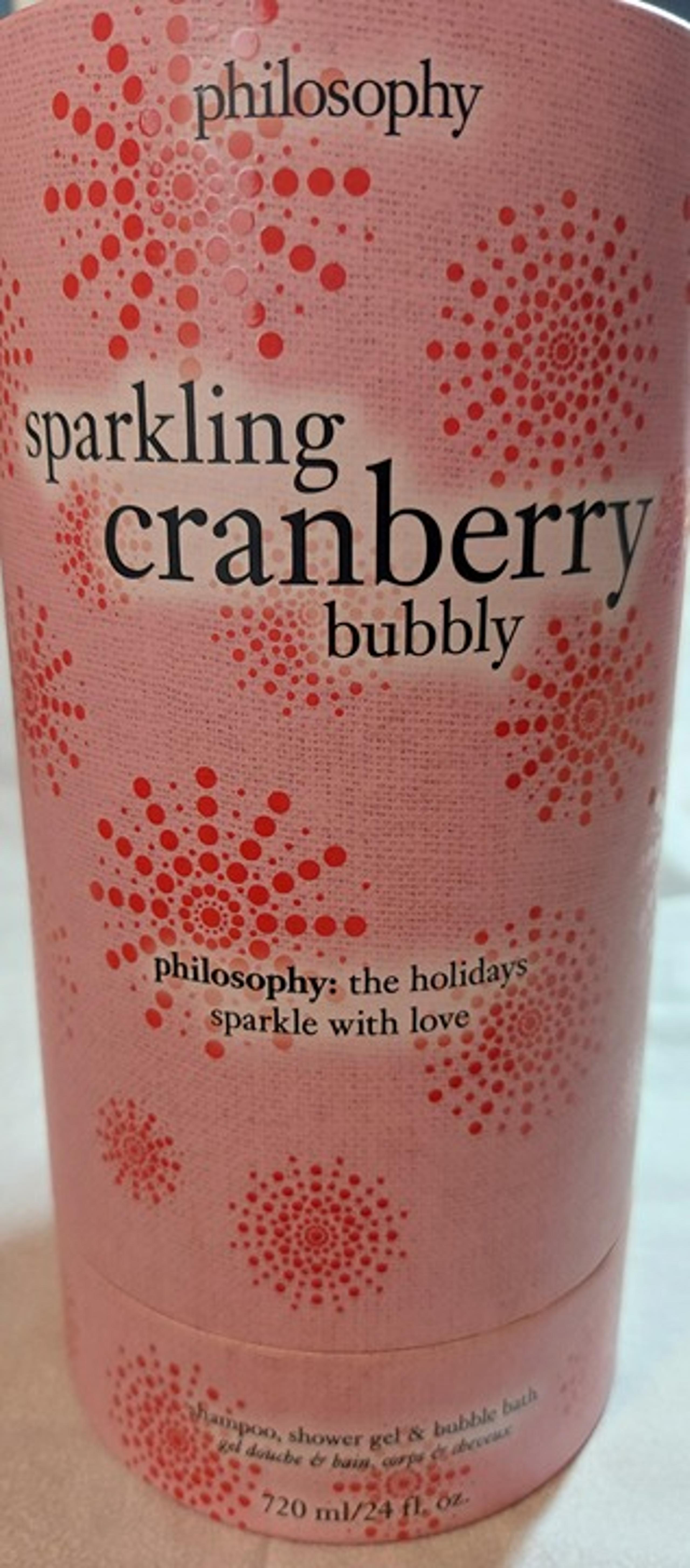NEW Philosophy Sparkling Cranberry Bubbly Shampoo/Shower Gel/Bubble Bath 24 oz
