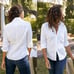 Frank & Eileen Barry Featherweight tailored button up shirt in White size L