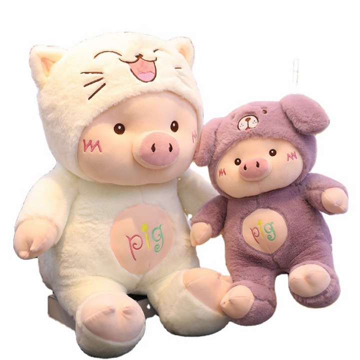 Cute Baby Pig Toy Stuffed Gift Animal Plush Pig in Dress Elastic Soft Plush Pig