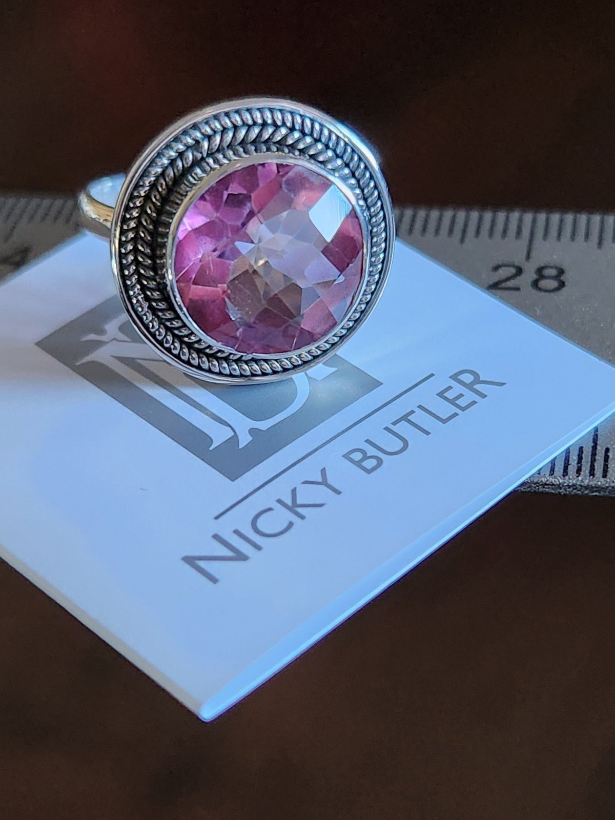 NICKY BUTLER Designer Signed Pink Quartz Solitaire 925 Sterling Silver Ring NWT