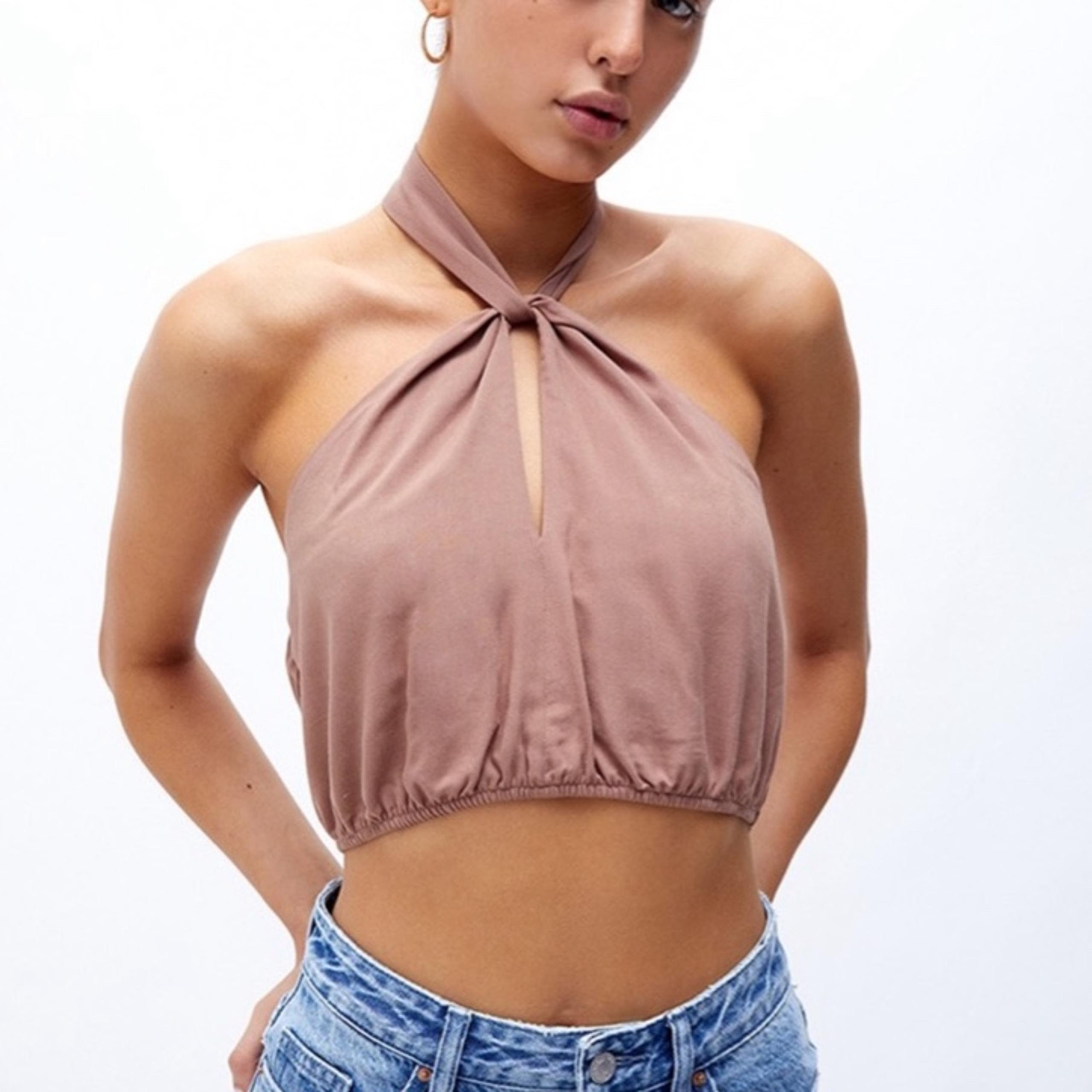 LA Hearts Cropped Crossover Halter Top