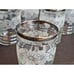 6pc Floral Etched & Ribbed w/Silver Bands Glasses Holds 8 Ounces Vintage 4.25 T