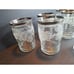 6pc Floral Etched & Ribbed w/Silver Bands Glasses Holds 8 Ounces Vintage 4.25 T