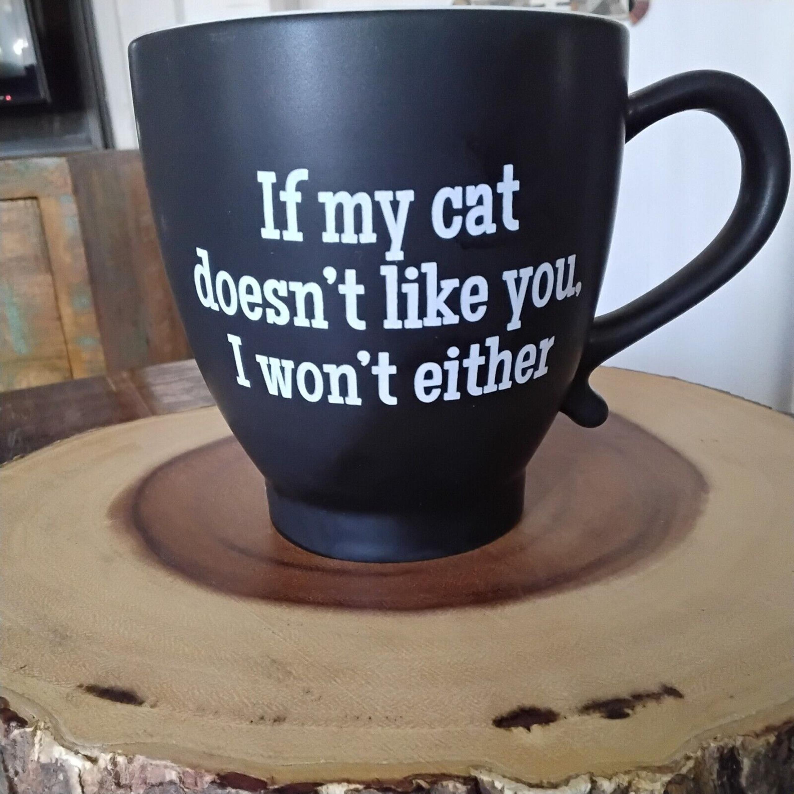 Small Batch "CAT" Coffee Mug by Amici Home Blk/White Pre-owned Without Box