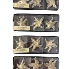 Set Of 12 Tommy Bahama Glass Coastal Beach 4” Starfish Christmas Ornaments