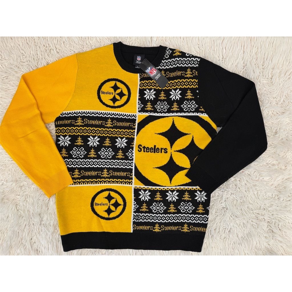Pittsburgh Steelers Men's L Black Graphic Crew Neck Sweater NFL Ugly Christmas