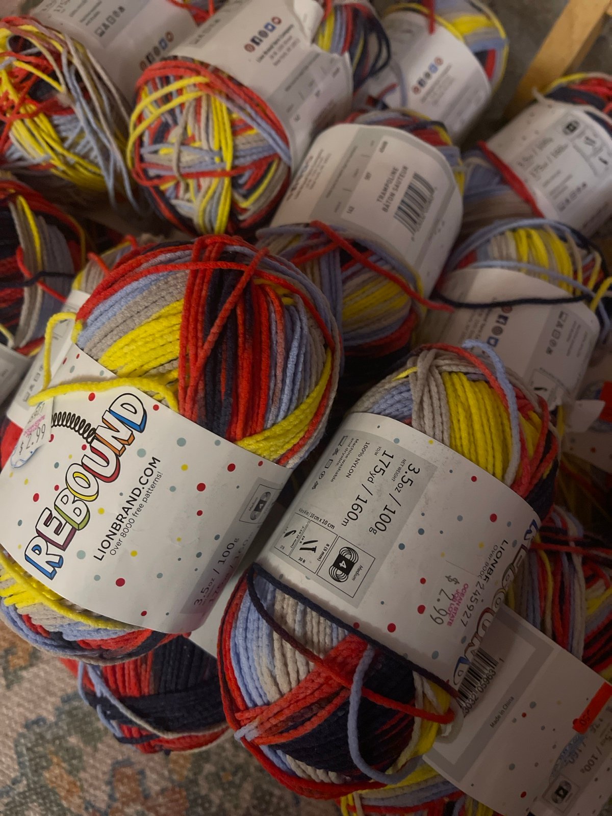 Lion Brand Yarn Rebound yarn, TRAMPOLINE lot of 20
