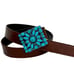 Faux Turquoise Belt buckle with Brown Tooled Leather Belt