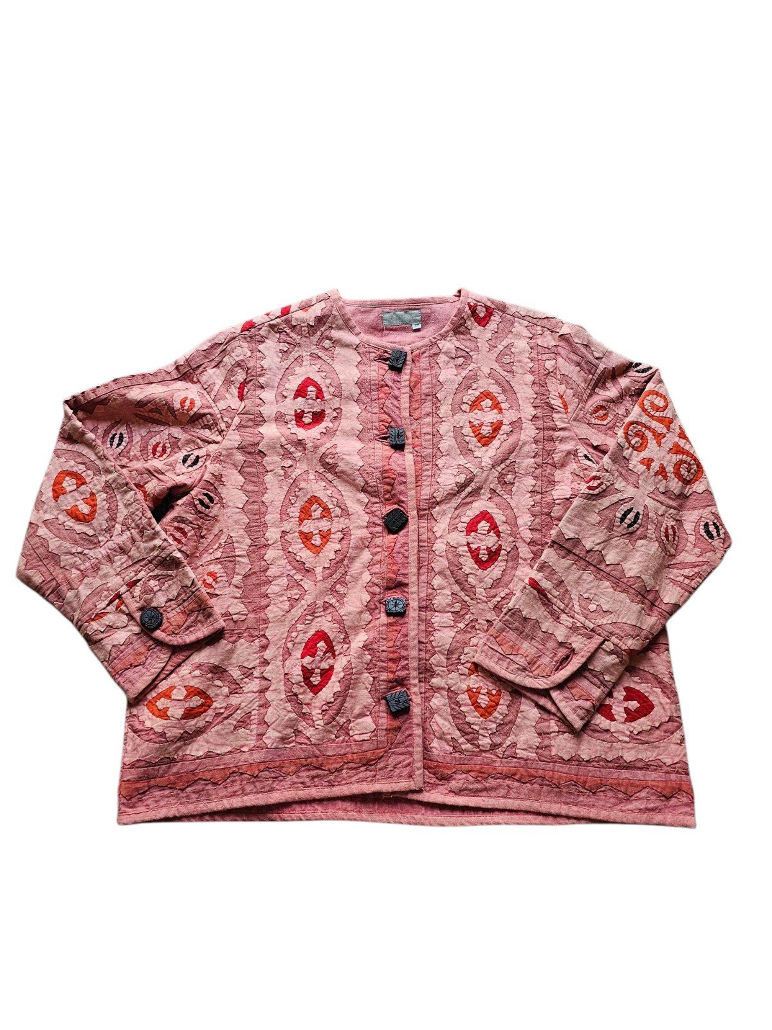 The Territory Ahead Coral Pink Patterned Quilted Jacket Size XP (Good For S-L)