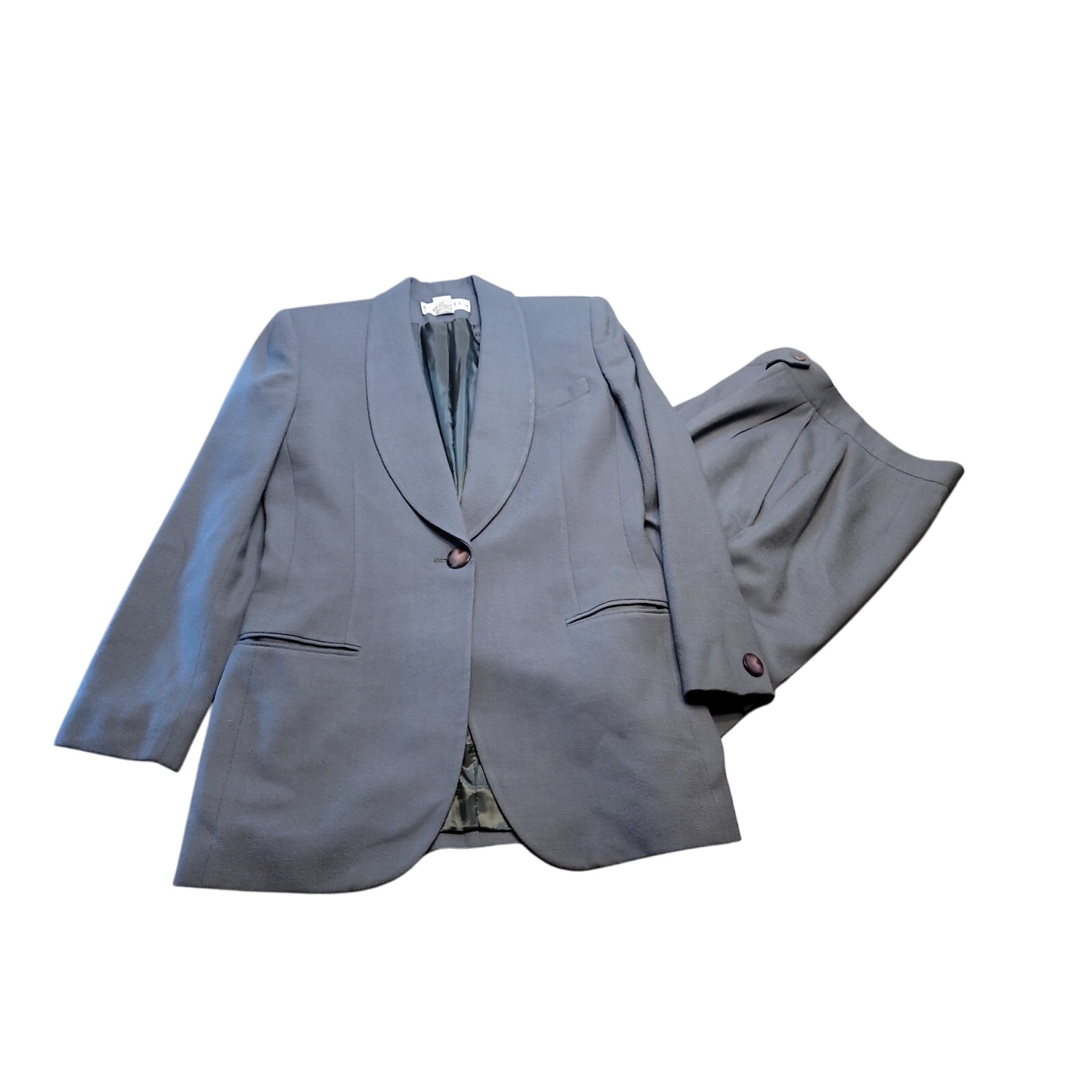 Christian Dior VTG Suit Jacket & High Waist Trouser Green Sz 4 Made In Usa