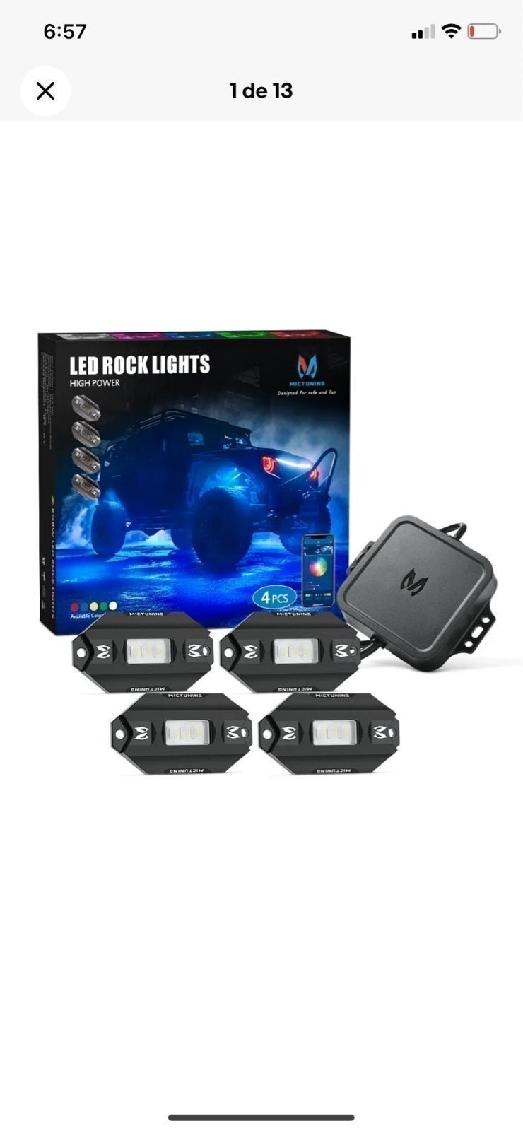 MICTUNING 4 Pod C1 RGBW Rock Lights Underglow Car Truck Neon Lights Kit Music Ap