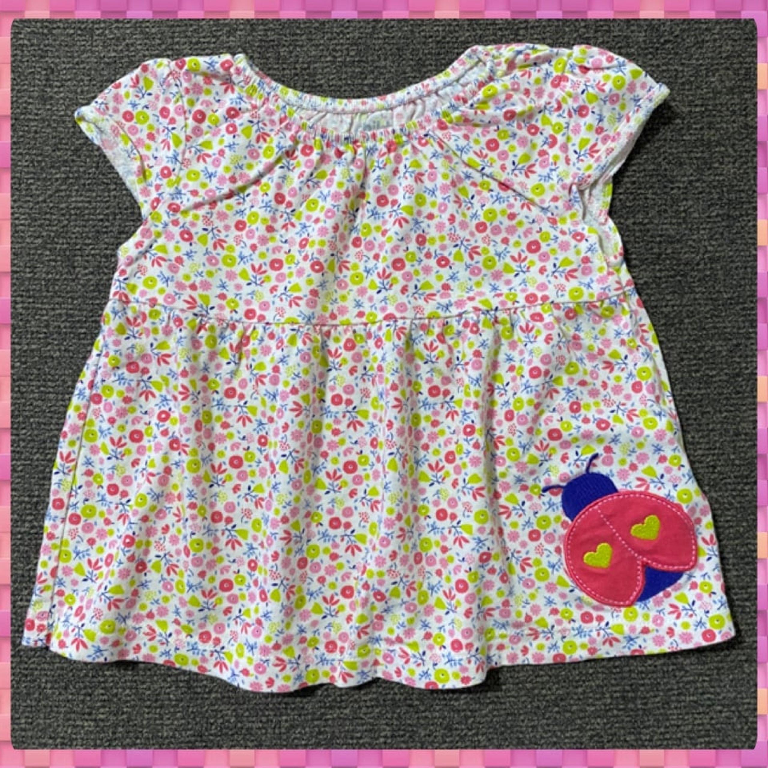 NWOT Girls Floral Ladybug Top