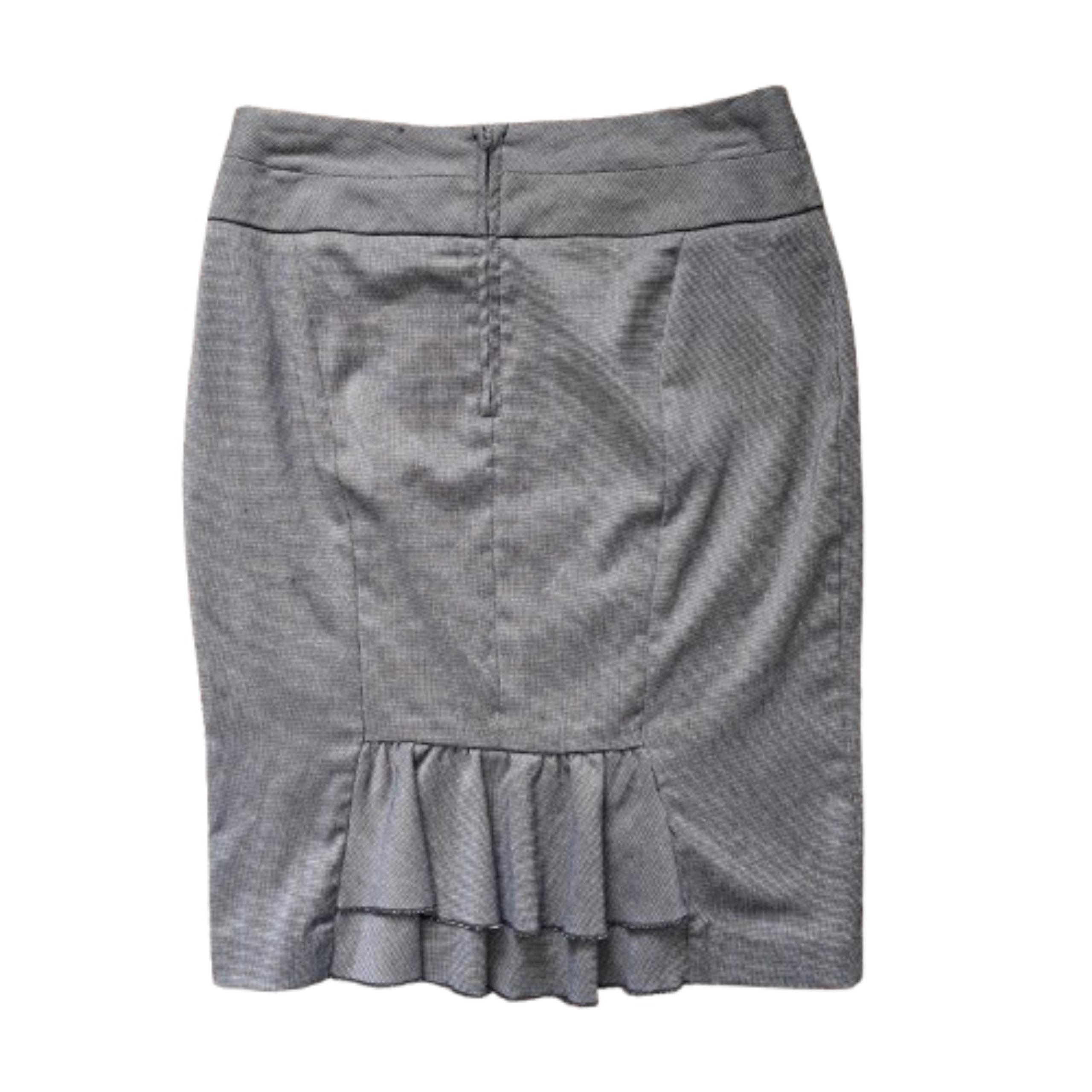 Vtg 90's BCX Black & White Small Check Pencil Skirt W/ Ruffle/Pleated Back Sz 2