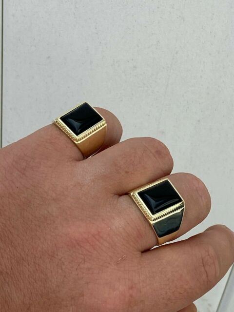 14k Gold Over 925 Silver Black Onyx Ring