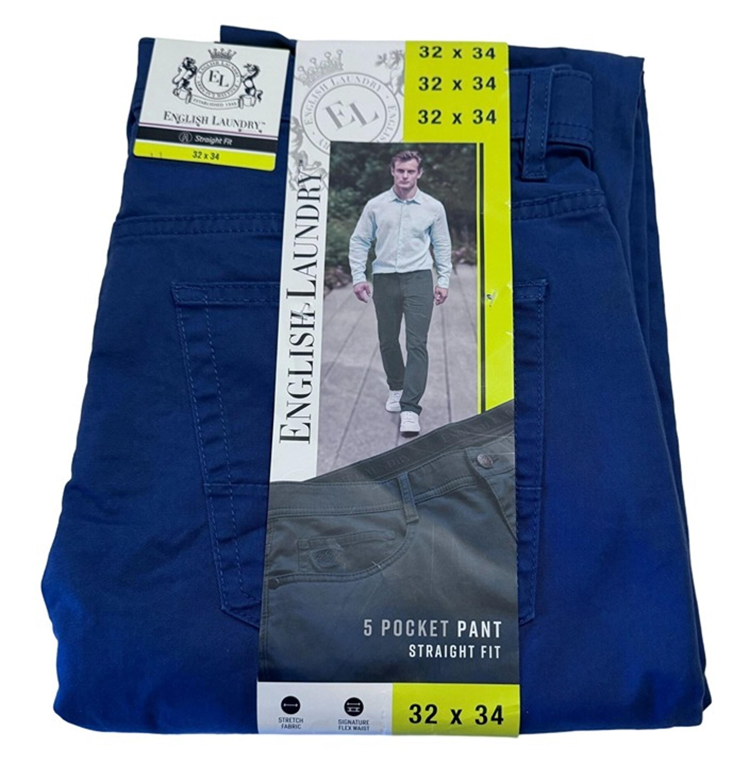 Mens Pants 32 x 34 Blue English Laundry 5 Pocket Straight Fit Chino