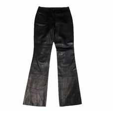 Elie Tahari Womens Size 2 Leather Pants Black Lined Zip Front Bootcut Slim Soft