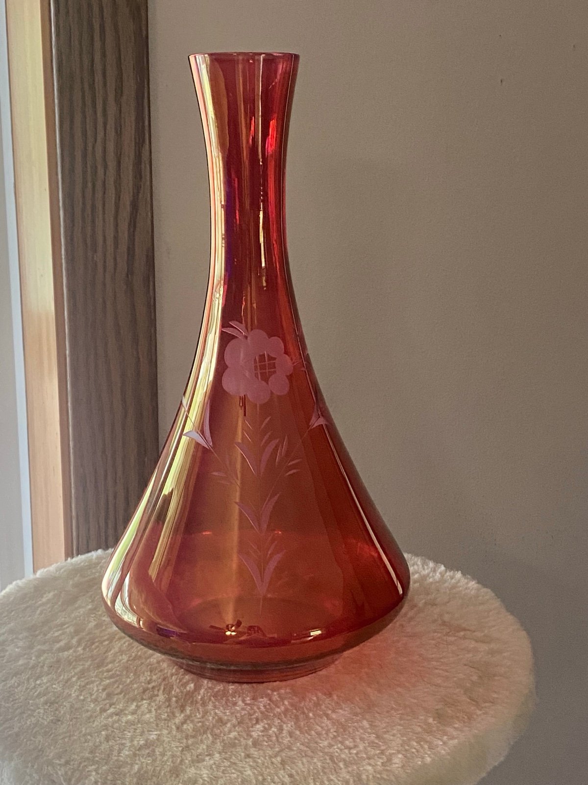 Bohemian Czech vase - clear cut flowers