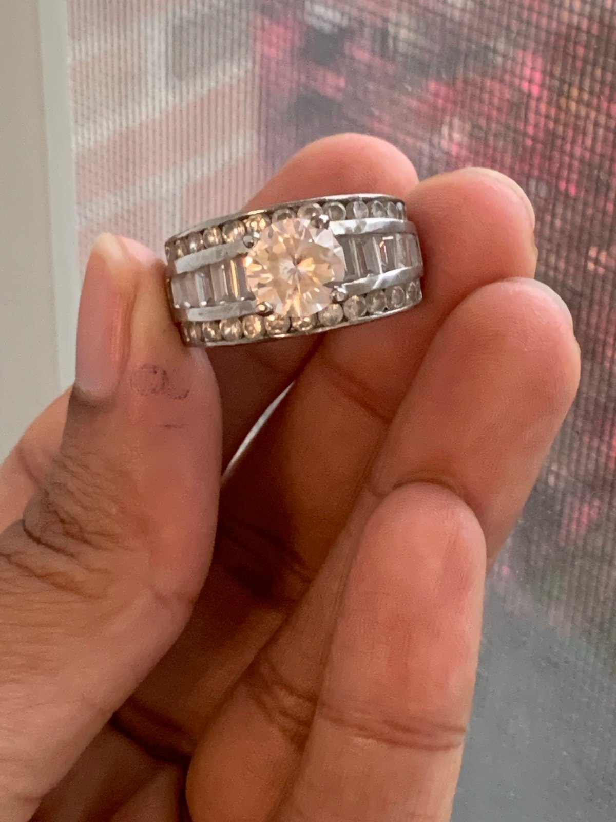 925 Sterling Silver Simulated Diamond Ring - Size 8