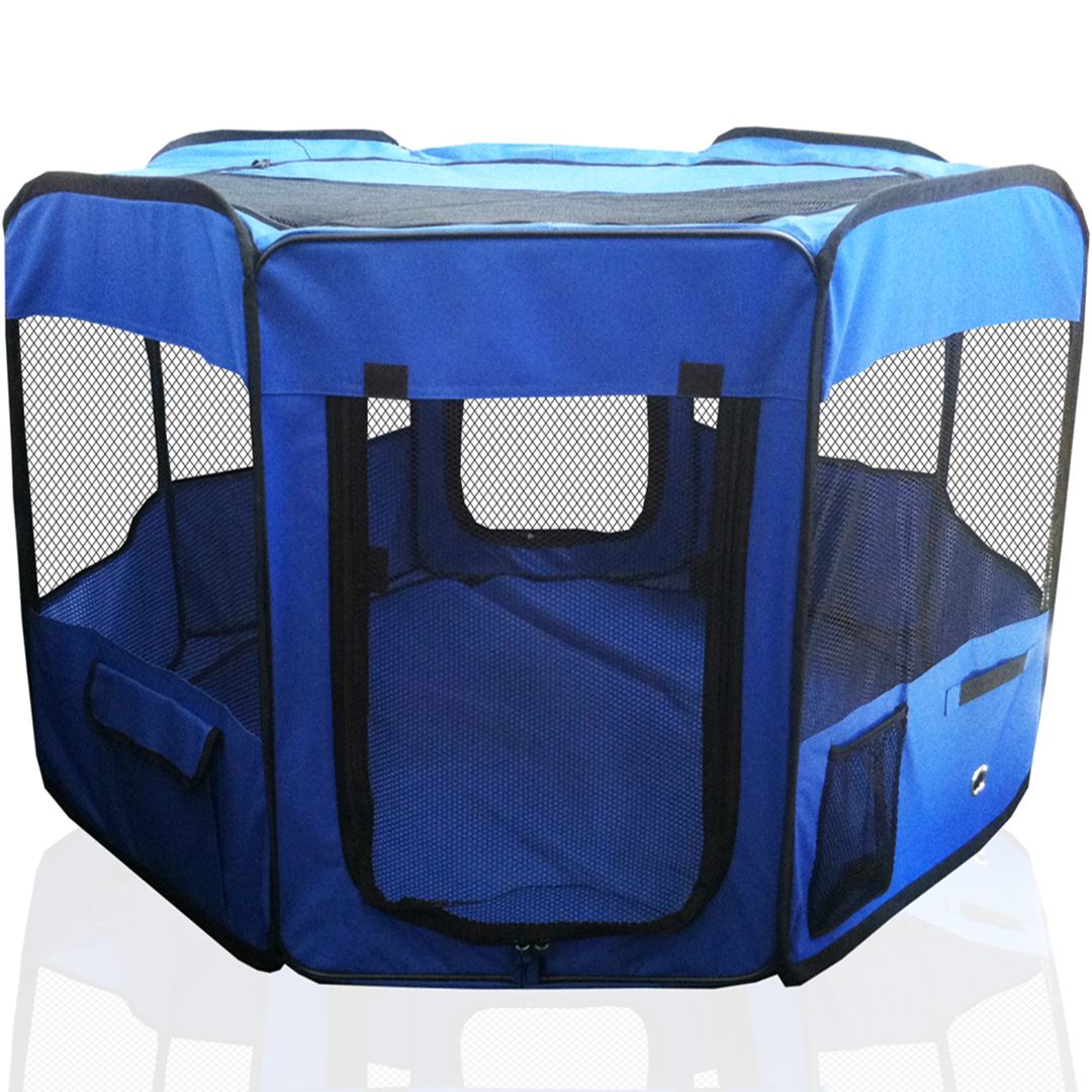 Blue Portable Pet Playpen 45*45*22 Premium Large Size Puppy Kennel