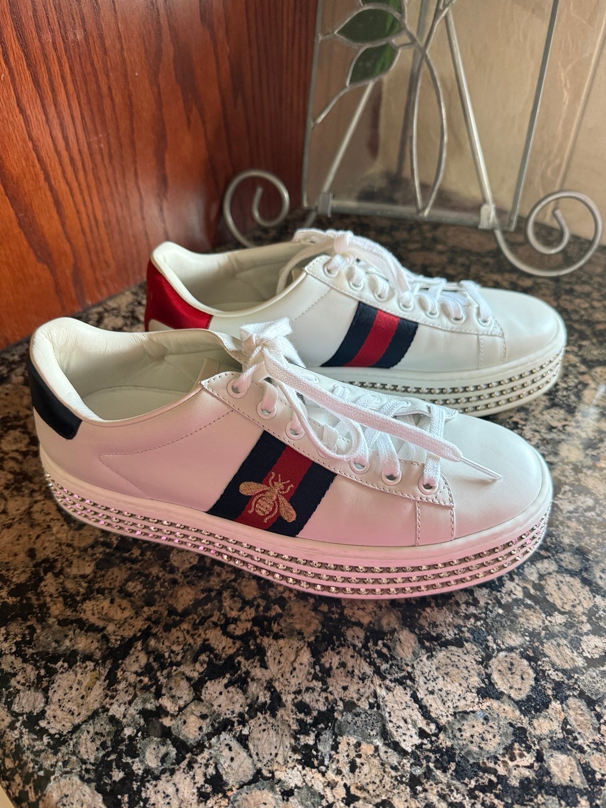 Authentic Gucci Ace Crystal Sneakers size 38/8