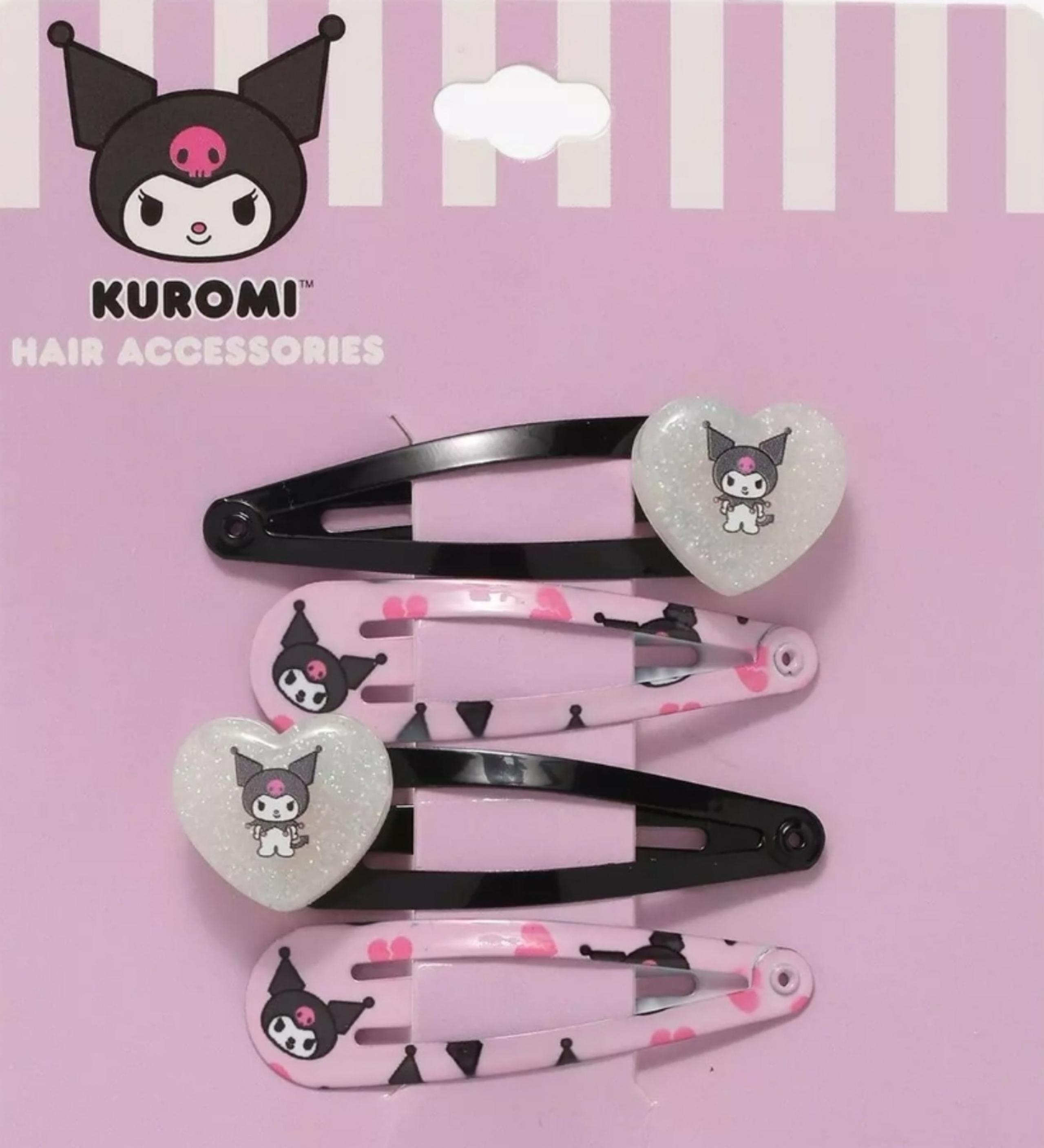 Set of 4 Sanrio Kuromi Hair Clips NWT
