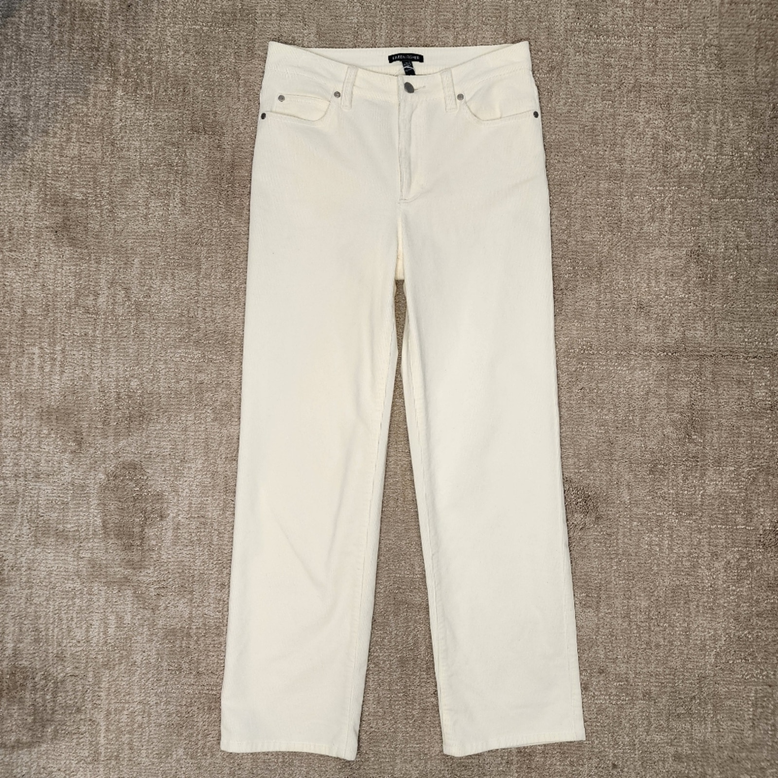 Eileen Fisher Cream Corduroy Cotton Pants Women's Size 2 New