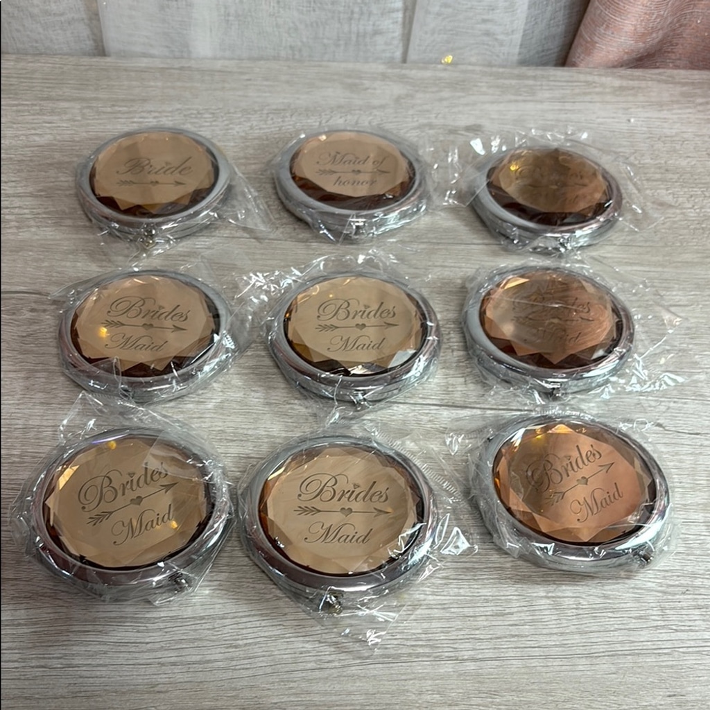 Rose Gold Bridesmaid Compact Mirror Set