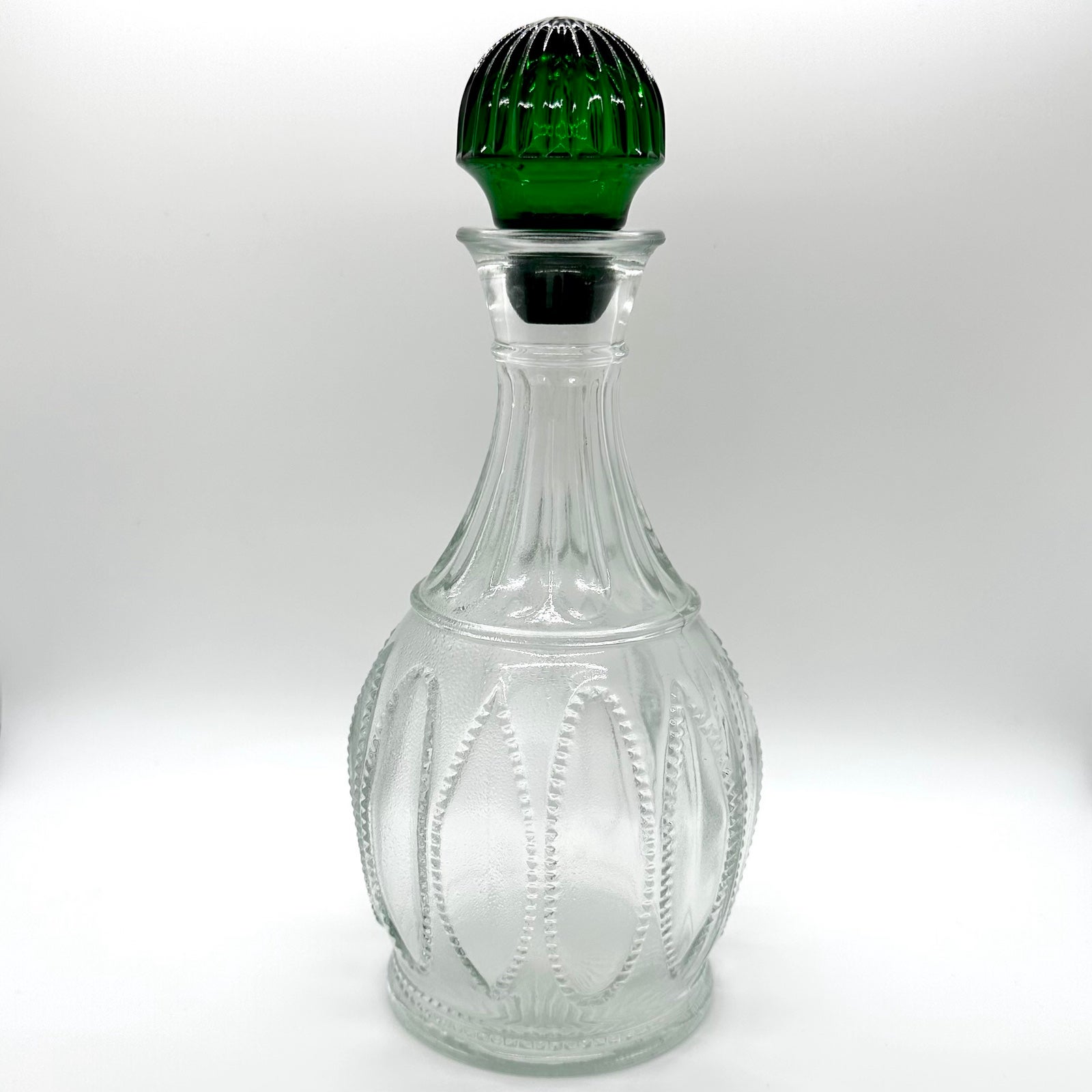 Vintage Liquor Decanter with Emerald Green Lid