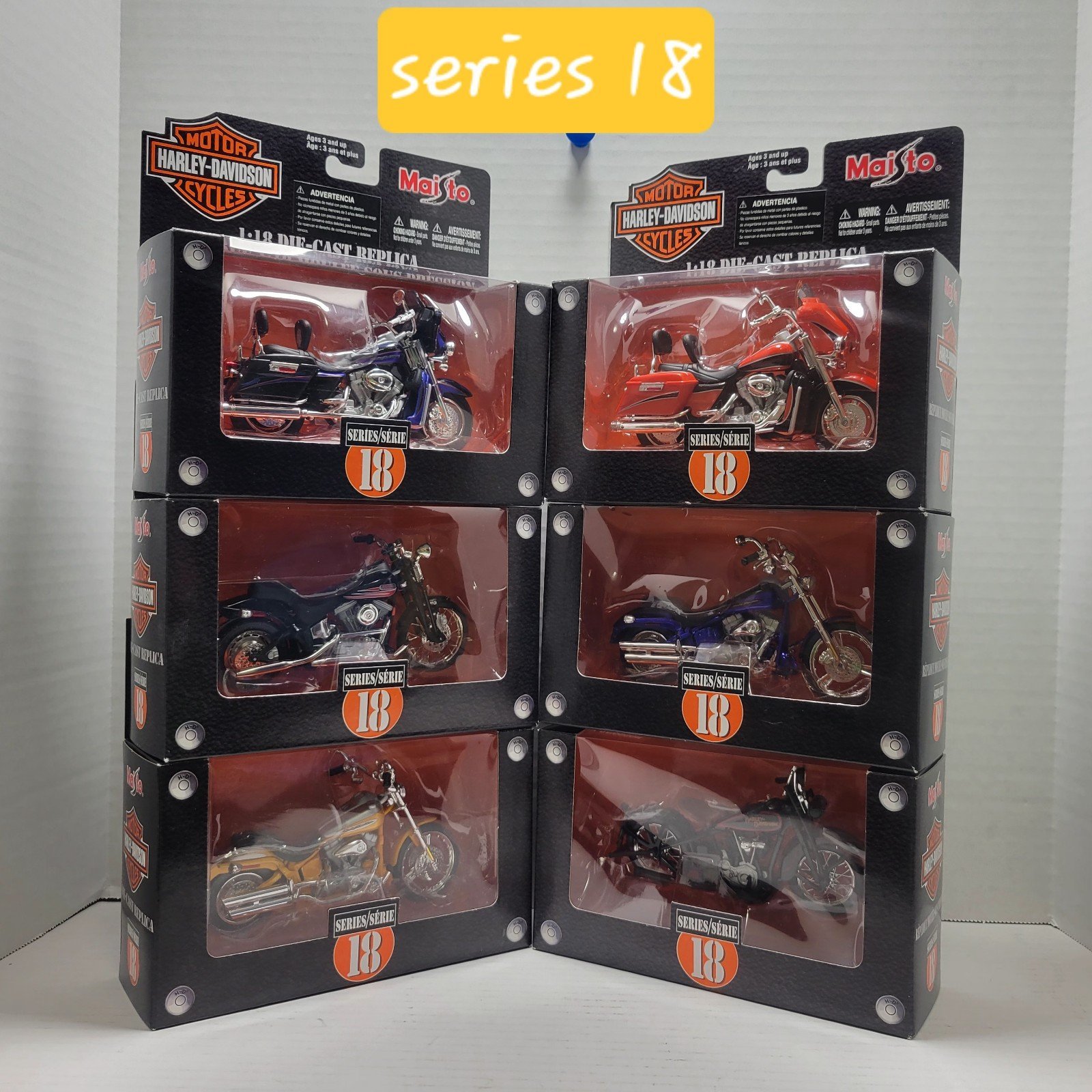Maisto Harley-Davidson Motorcycles 2004 SERIES 18 set of 6 die cast 1:18 scale