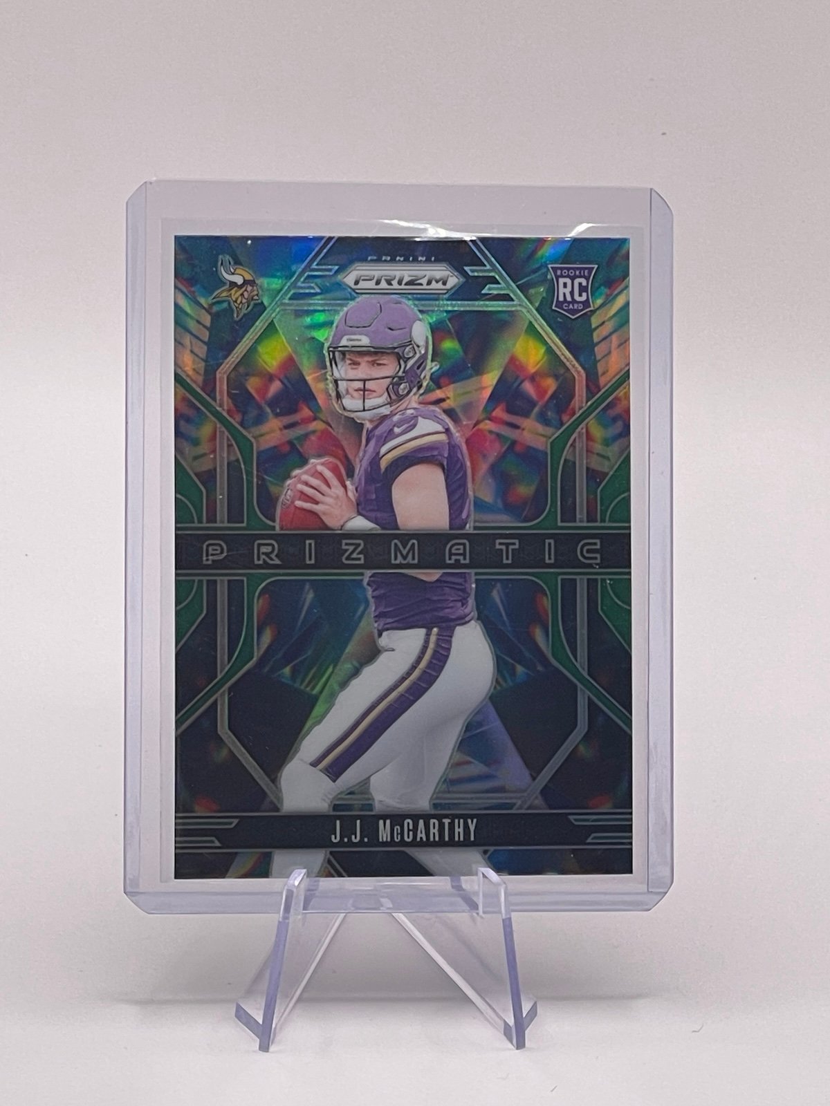 2024 Panini Prizm - Prizmatic J.J. McCarthy #8 Green Prizm (RC)