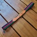 Vintage 80's Lands' End men's 34/85 brown leather and colorful stripe wool belt