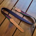 Vintage 80's Lands' End men's 34/85 brown leather and colorful stripe wool belt