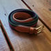 Vintage 80's Lands' End men's 34/85 brown leather and colorful stripe wool belt