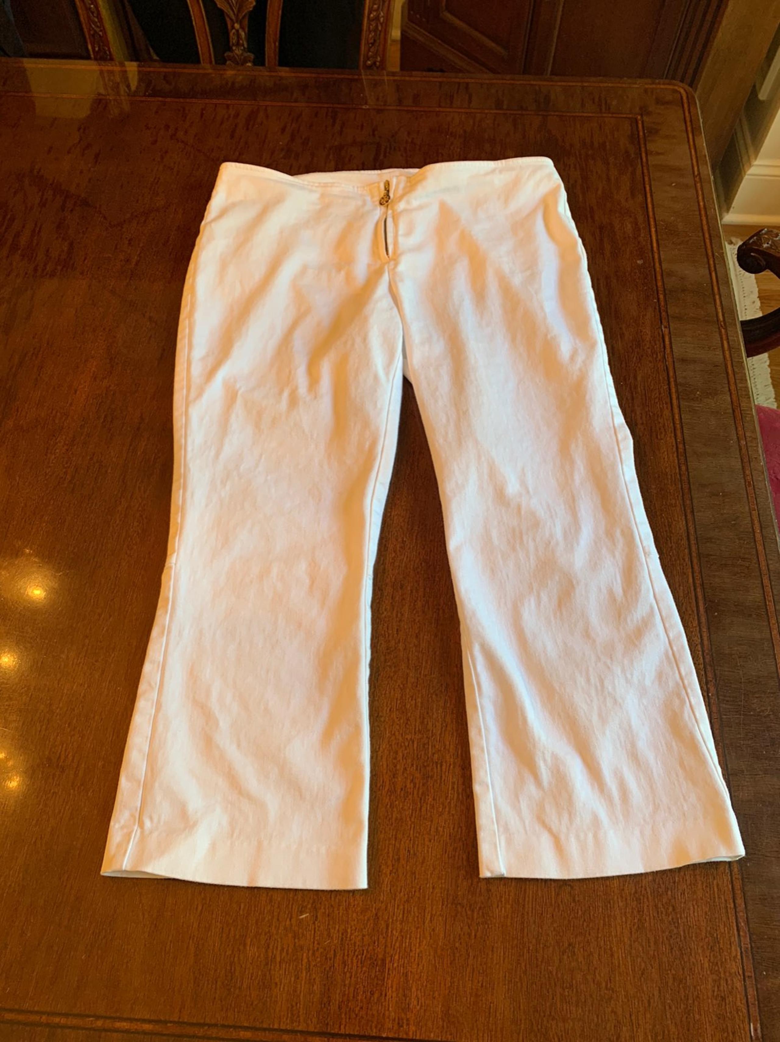 Tory Burch Cropped Logo White Jeans