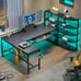 L Shaped Computer Desk 63'' Corner Gaming Desk with Keyboard Tray & LED Lights